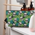 thumbnail image 5 of Picia Skull and Palm Leaves Printed Leather Travel Toiletry Bag,Cosmetic Organizer, Makeup Travel Bag, Durable Travel Pouch, Compact Toiletry Bag, Travel Accessories, 5 of 6