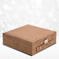 thumbnail image 7 of Jewelry Box Taupe Faux Velvet Briefcase 2Tier AntiTarnish Scratch Interior, 7 of 7