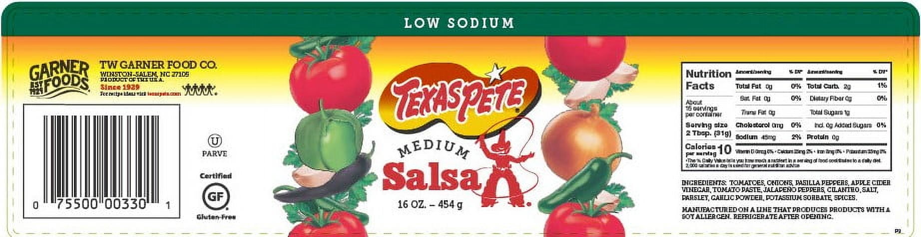 Texas Pete Low Sodium Medium Salsa 16 oz
