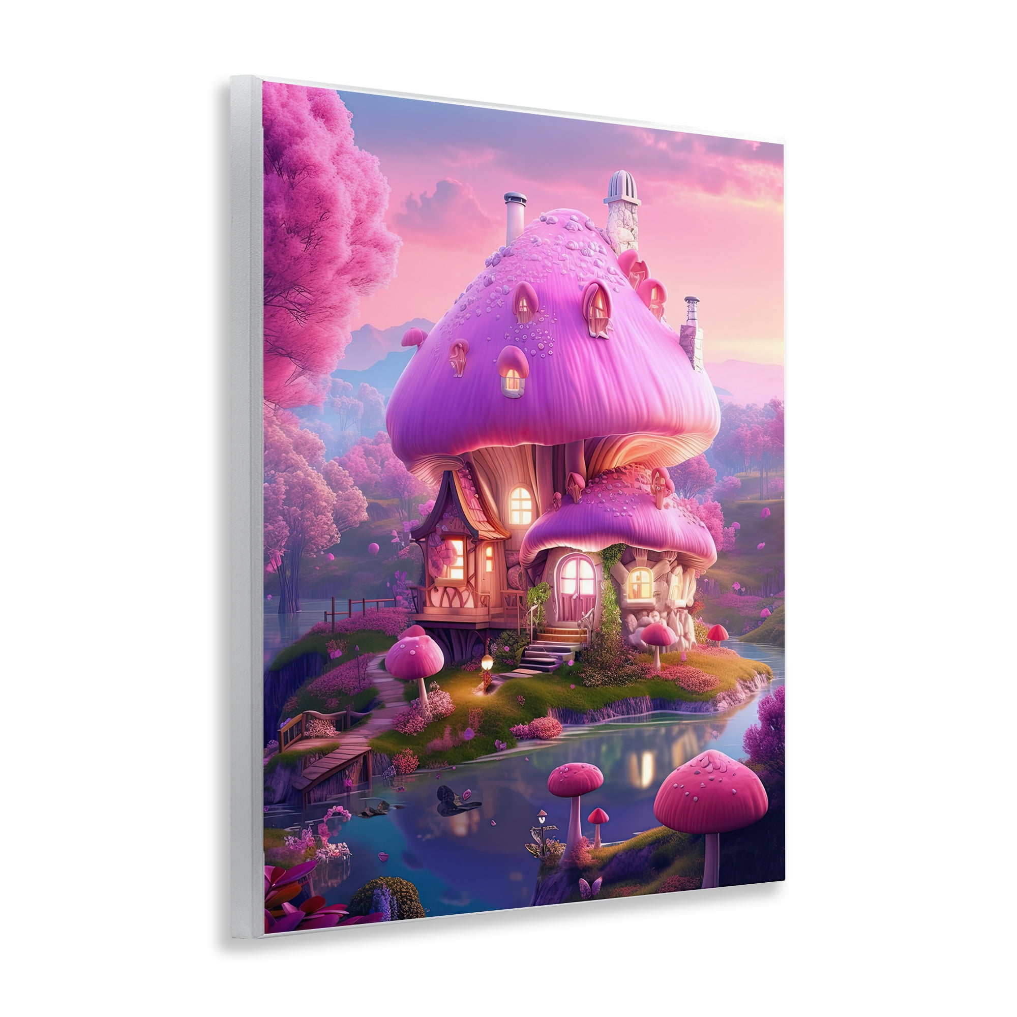 Stupell Industries Forest Mushroom Cottage Town & City Painting Unframed Art Print Wall Art, 11 x 14