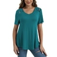 thumbnail image 5 of VERABENDI Women's Plus Size Tops Summer Short Sleeve Lace Trim Shoulder Tunic Blouses,M-4XL, 5 of 7