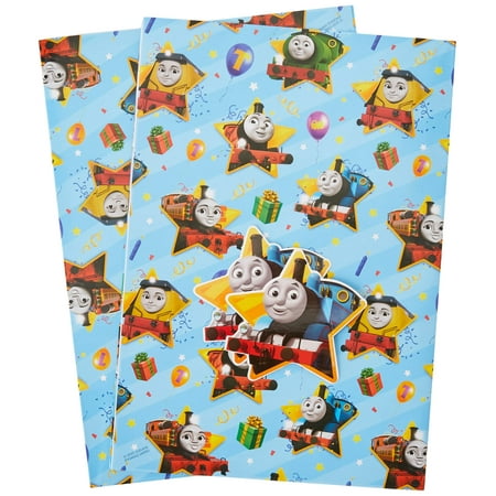 Danilo Promotions LTD PresNok Thomas & Friends Gift Wrapping Paper - Sheet Tag, Officially Licensed Gift Wrap, Thomas and Friends Recyclable Birthday Gift Wrap, Officially Licensed Gift Wrap