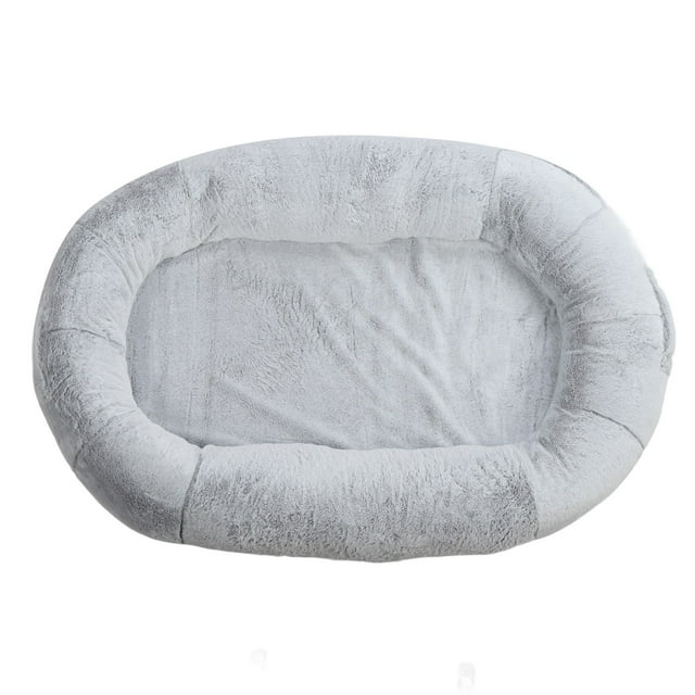 Human Dog Bed, Giant Dog Bed for Adult Pets, Large Animal and Human Bed, Faux Fur Dog Bed with Removable Washable Cover, Gradient Gray