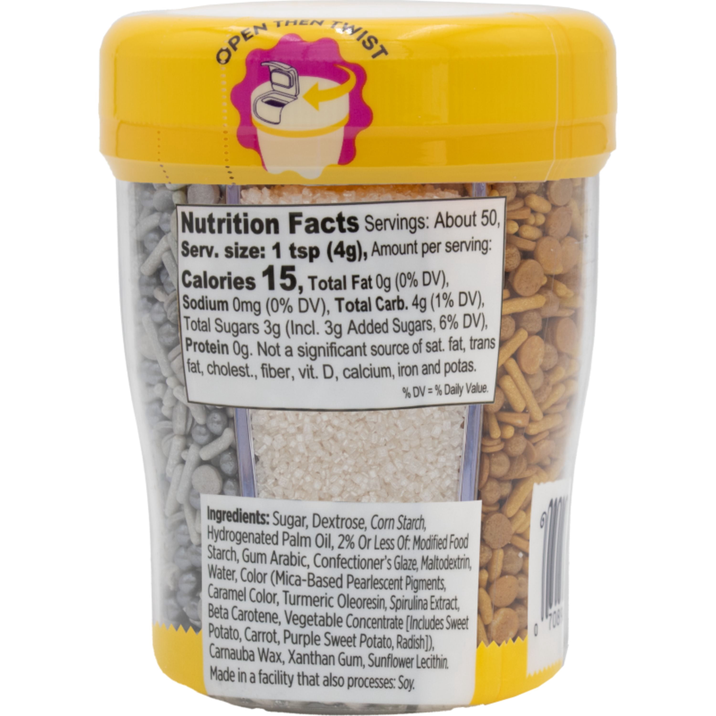 Wilton Metallic Sprinkles Edible Sprinkle Mix Assorted 7 oz. 6-Cell Container Silver Gold Copper