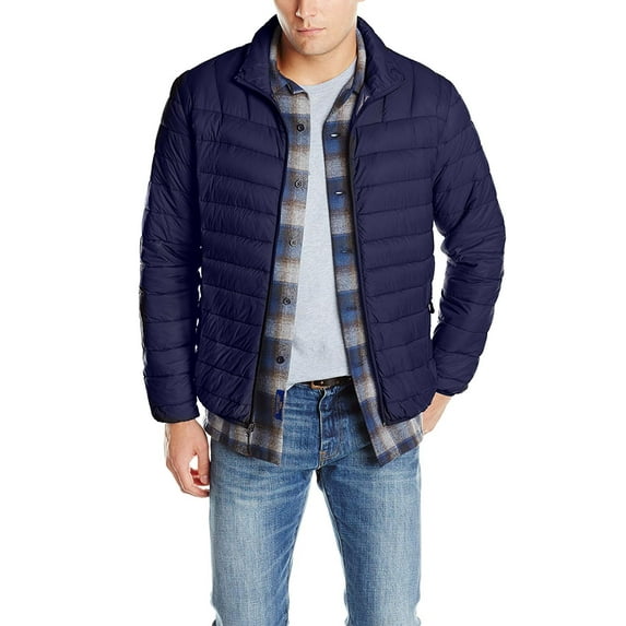 9 Crowns Men's Packable Down Puffer Jacket, Regular + Big & Tall (4XL, Navy)