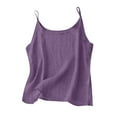 thumbnail image 2 of HAOTAGS Women's Cotton Linen Tank Tops Plus Size, Spaghetti Strap Sleeveless Camisole Casual Solid Loose Blouse Tops Purple L, 2 of 6