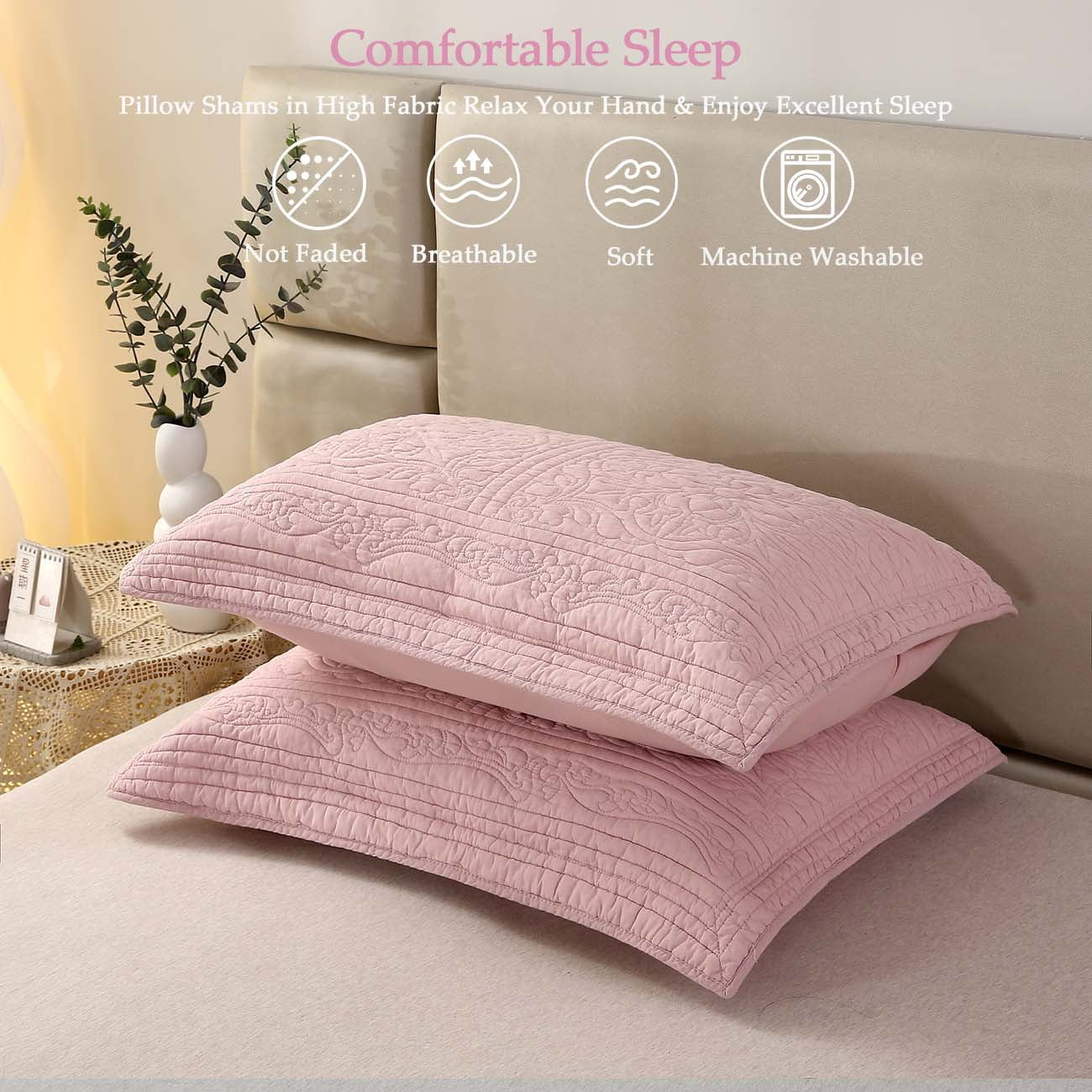 Cotton quilted pillow shams hot sale