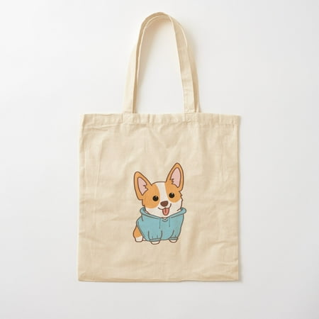 Corgi + Hoodie (Small) Cotton Tote Bag Canvas Tote Bag  Family Gift For Mother  Her