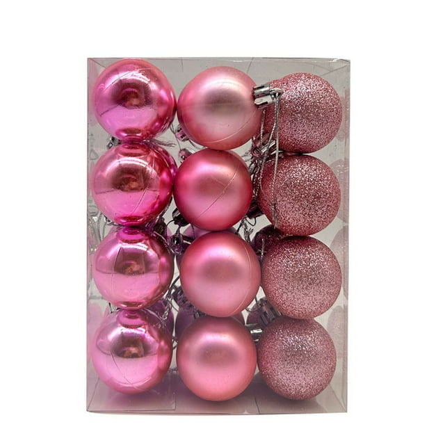 Aodebiao 24-Pack Mini Christmas Ornaments - 3cm Sparkling Tree Decorations - Shatterproof Plastic Baubles with Unique Designs - for Home, Party & Holiday Decor