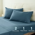 thumbnail image 2 of Yalamila Bed Sheet Set Hotel Style Ultra Soft 300T 4-Piece 100% Cotton Deep Pocket Bedspreads & Pillowcases, Teal, Full, 2 of 7