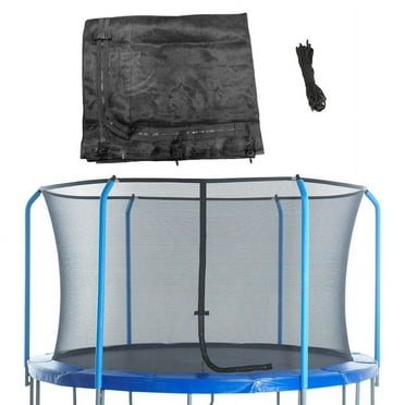 Machrus Upper Bounce Trampoline Net - Trampoline Safety Net Fits 12 ft Round Trampolines using 6 Curved Poles - Breathable UV and Weather-Resistant Trampoline Net Replacement for Top Ring Frame-Black
