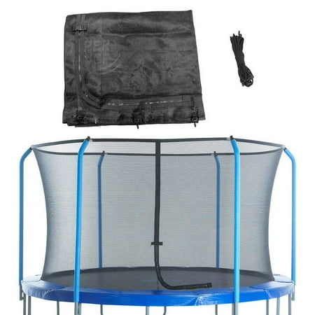 Machrus Upper Bounce 15' Trampoline Net - Trampoline Safety Net Fits 6 Curved Poles with Top Ring Frame - Breathable UV & Weather-Resistant Trampoline Net Replacement - Black