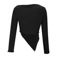 thumbnail image 5 of Asymmetrical Tops for Women Long Sleeve Knit Slim Fit Base Sweater Off Shoulder Sexy Solid Pullover Y2k Clothes (XL, Black), 5 of 5