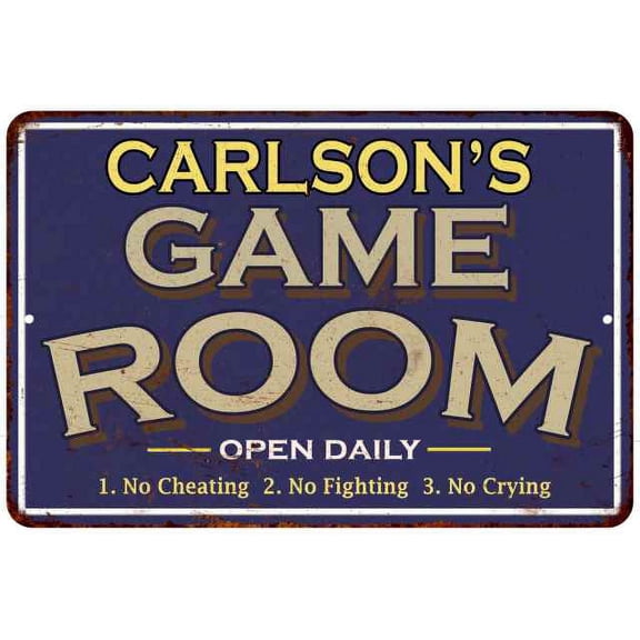 CARLSON'S Blue Game Room Sign Metal 8 x 12 High Gloss Metal 208120002062