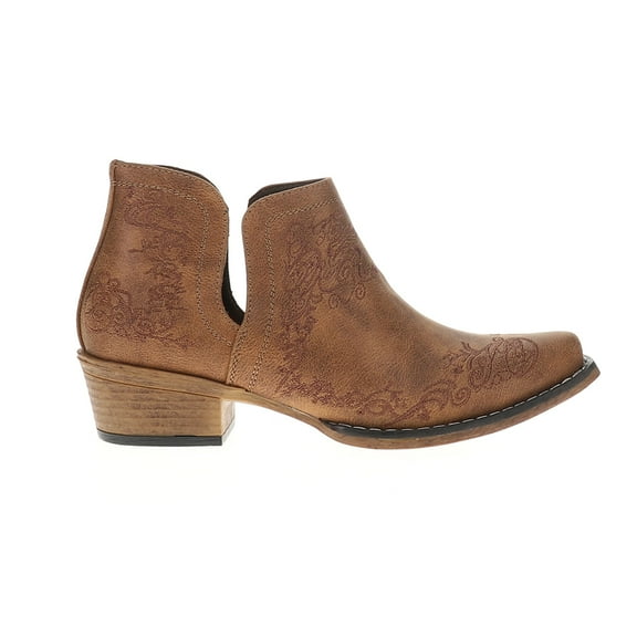 Roper Womens Ava Scroll Embroidered Snip Toe Cowboy  Ankle Boots