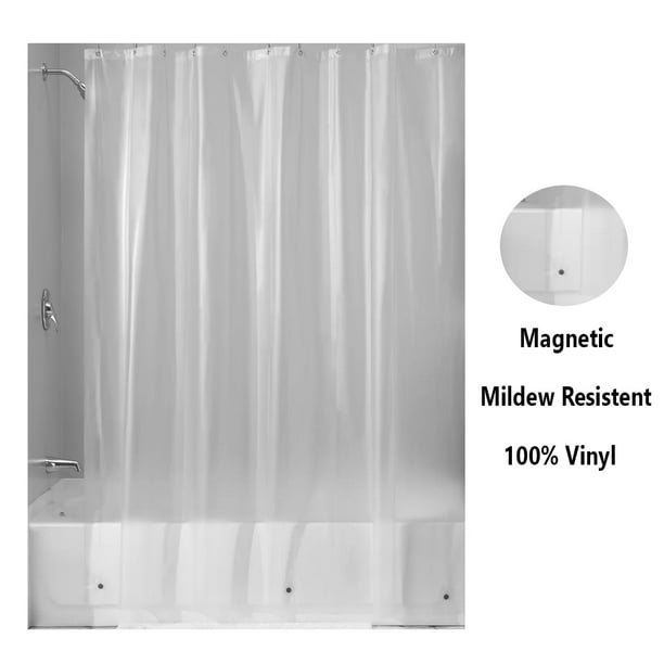 Magnetic Mildew Resistant Shower, Translucent Shower Curtain Liner