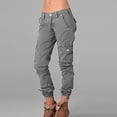 thumbnail image 4 of WTXUE Cargo Pants, Womens Trousers Ladies' Solid Color Overalls Paneled Pocket Zip Casual Pants, Slacks Pantalones De Mujer, Grey, 4 of 4