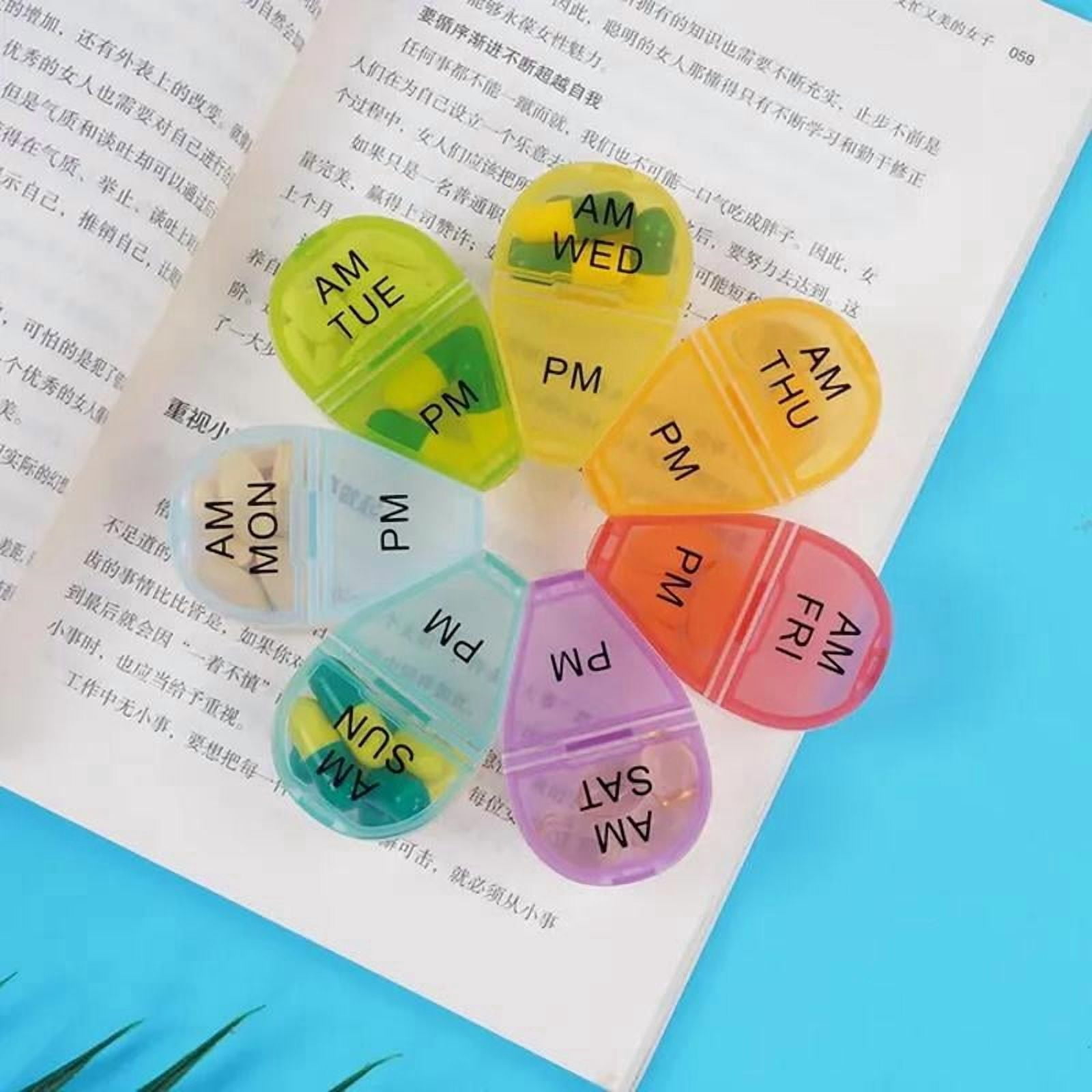 Pill Organizer 7-Day Vitamins Medicine Box with Color Coded Compartments Weekly Medication Box Twice a Day Portable for Travel, Home use.
