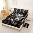 thumbnail image 2 of Castle Fairy Distressed Mono Bass Art Queen Sheets 4 Pieces,Vintage American Flag Lure Silhouette Layout Queen Sheet Sets,Gray Black,1 Fitted Sheet,1 Flat Sheet and 2 Pillowcases, 2 of 6