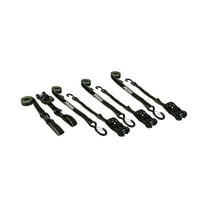 Xstrap 1.25”x14' Aluminium Tie-Down Ratchet 1000lbs WLL with Ball Bearing for Smooth Ratcheting Handle & Safety Lock S Hooks and Soft Loops 4-Pack