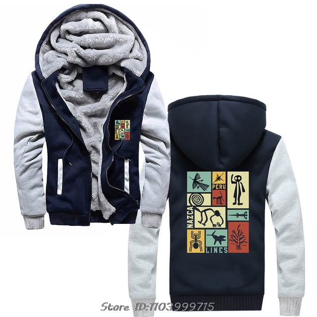 Nazca Lines Peru Geoglyphe Singe Astronaute Araignée Rétro Chandail à Capuchon Mode Veste à Capuche Mode Manteaux Hommes Hiver Décontracté Mode Urbaine