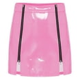 thumbnail image 3 of YiZYiF Womens Latex High Waist Mini Skirt Pu Leather Wet Look Bodycon Skirts for Rave Party Clubwear Pink XXL, 3 of 6