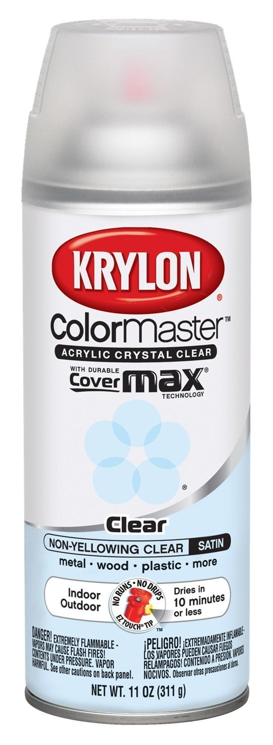 Krylon K05131307 ColorMaster Acrylic Crystal Clear, Satin, Clear, 11 oz