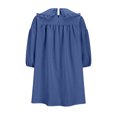 thumbnail image 5 of LADIGASU Clearance Women's 3/4 Puff Sleeve Plaid Mini Dress Lapel Doll Collar Loose Dress, 5 of 5