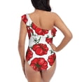 thumbnail image 5 of Picia Hand Drawn Tomatoes Pattern Women's One Piece Swimsuits,One Shoulder Swimwear Asymmetric ,Ruffle Monokinis Bathing Suits,High Waisted Flattering Bathing Suits-Large, 5 of 8