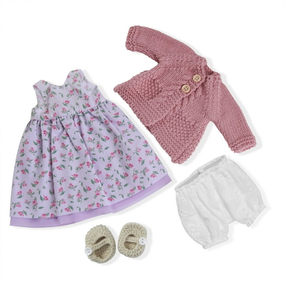 BlissfulPixie Handmade Waldorf Doll Clothes 12 inch clothing Set with Pretty Box Girl Christmas Birthday Gift-Darcy's Clothes Accessories