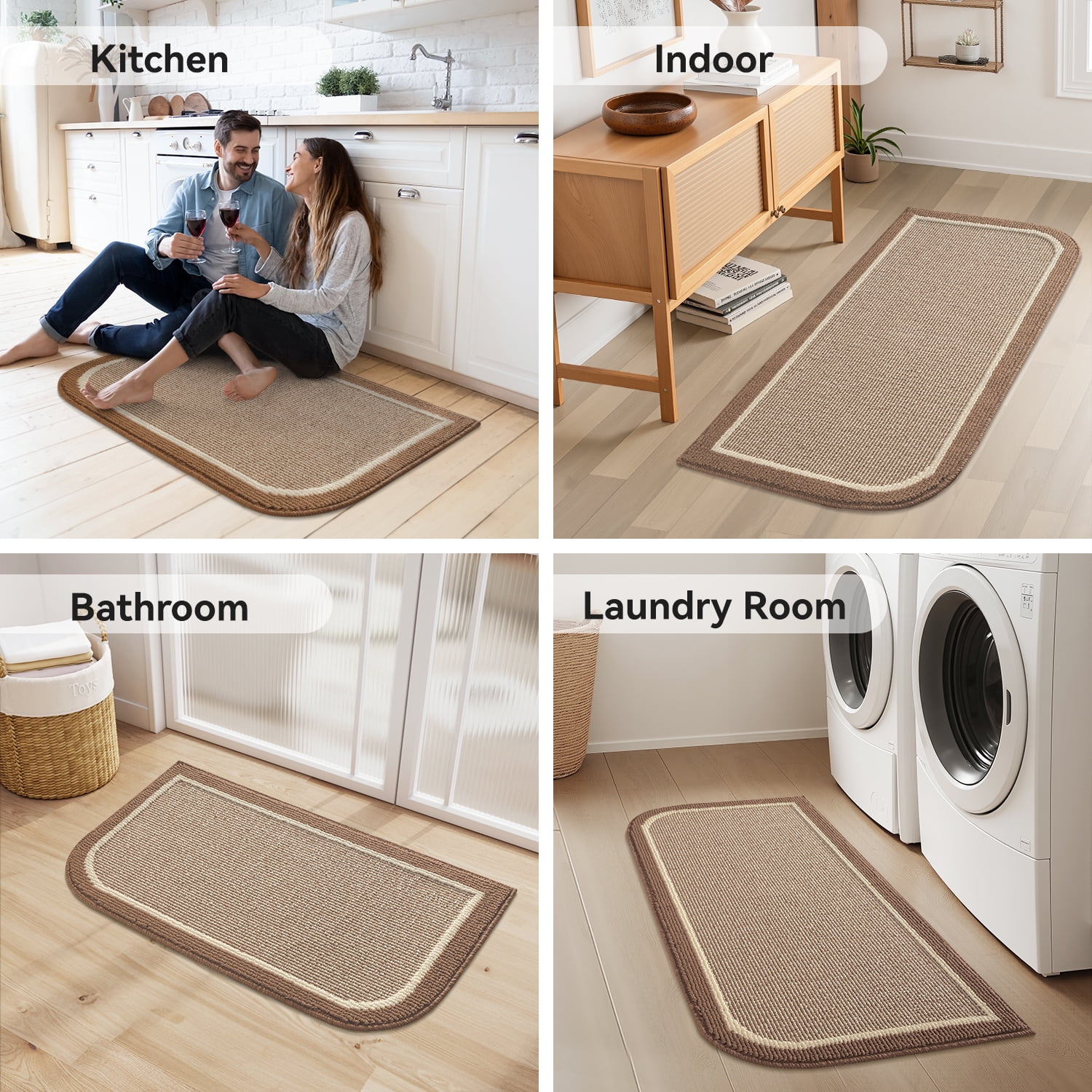 SIXHOME Door Mat Welcome Mat 24"x47" Non-Slip Front Door Mat Absorbent Low Profile Dirt Trapper Indoor Door Mat Ouside Entryway Rug Soft Machine Washable Floor Mat Brown