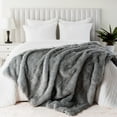 thumbnail image 3 of Battilo Grey Fur Blanket Throw,Large Fluffy Faux Throw Blanket for Couch,Fox Fur Blankets,60"x80", 3 of 9