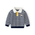 thumbnail image 2 of Esaierr Kids Baby Boys Navy Stripes Knit Sweater Cotton Knit Top V-Neck Undershirts Spring Fall Cardigan Jacket for 7M-8T, 2 of 7