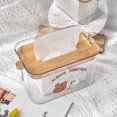 thumbnail image 4 of CAROOTU Facial Tissue Dispenser Box with Lifting Wood Lid Clear Square Napkin Organizer, 4 of 6