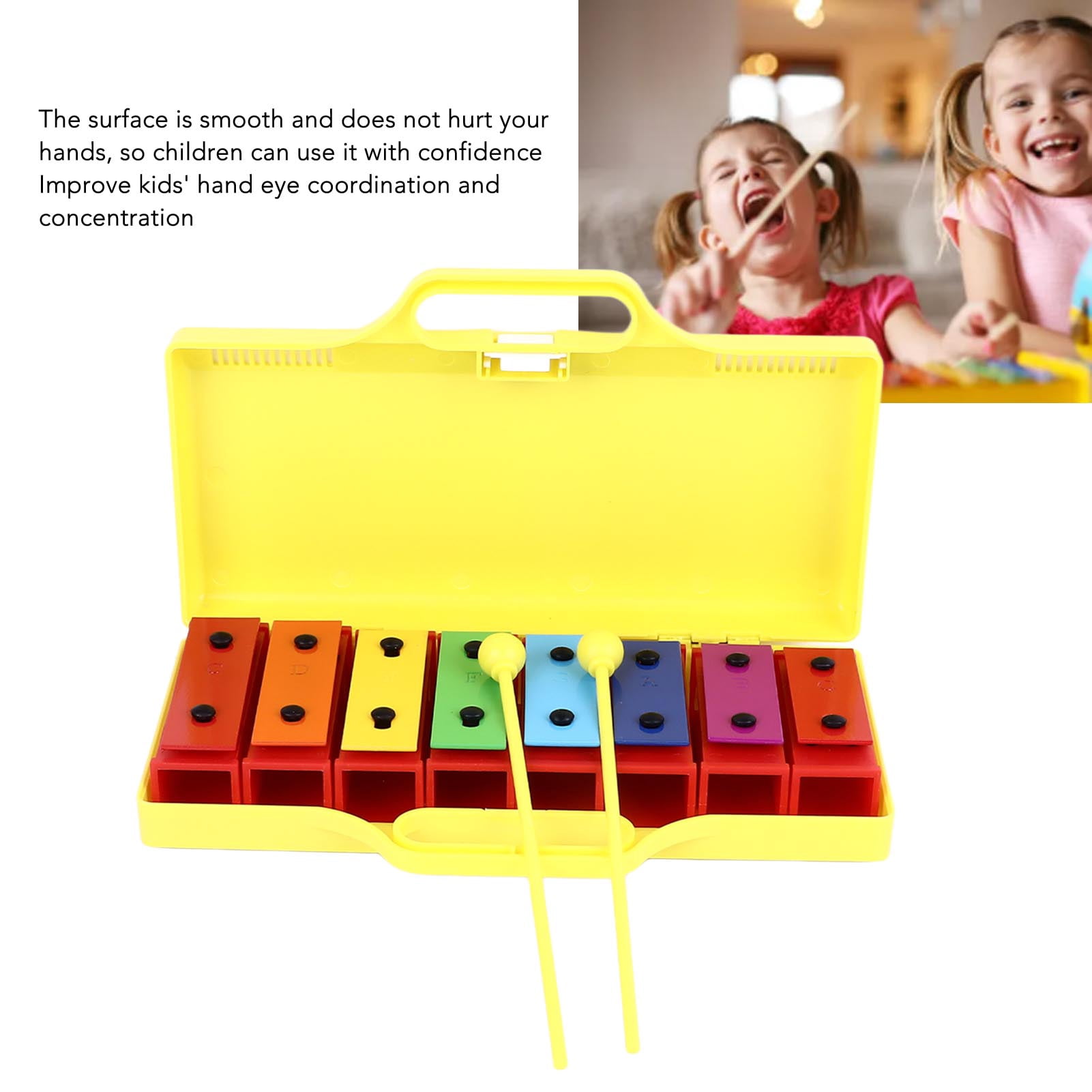 8 Notes Glockenspiel Glockenspiel, Kids Xylophone Musical Toy 8 Notes with Mallets for Music