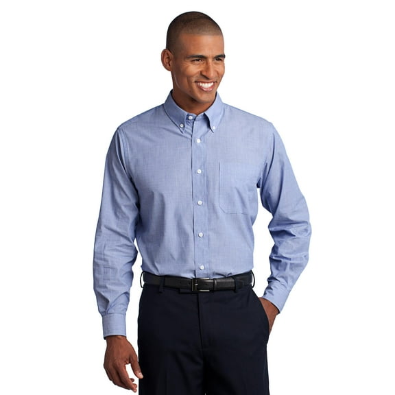 Port Authority Crosshatch Easy Care Shirt-S (Chambray Blue)