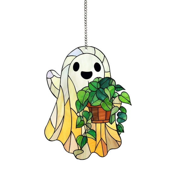 Happydeer Ghost Hanging Decoration Acrylic Ghost Series Sun Catcher Cartoon Ghost Halloween Decoration for Windows Porch Walls (Type A)
