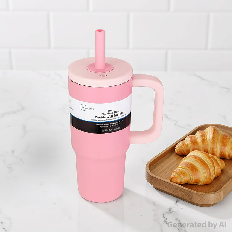 Mainstays 20 oz Double Wall Stainless Steel Tumbler Pink with