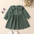 thumbnail image 2 of Odeerbi Niñas Cuello Peter Pan Vestido de Algodón Primavera Otoño Vestido de Manga Larga 0-3 Años Niñas Cuello Redondo Sólido, 2 of 9