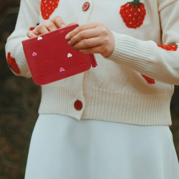 Soimiss Red Cards Holder Wallet in PU Material for Convenient Storage