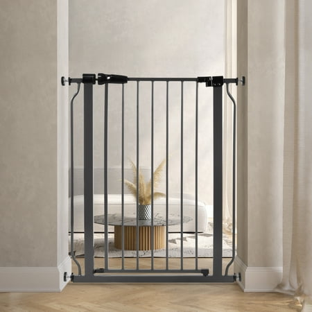 GIANNA Easy WalkThru Safety Gate for Doorways and Stairways, Fits 29.1 - 33.8 Inch Openings, With Auto-Close/Hold-Open Features, 30-inch Tall, Graphite