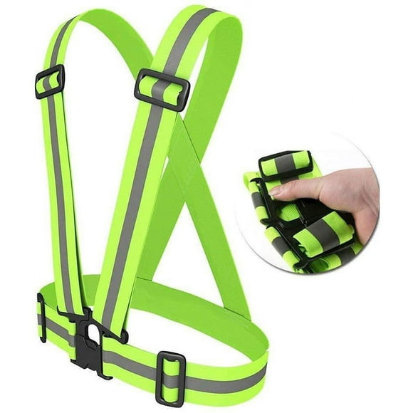 3M Reflective Vest - Cross Stripes with Adjustable Braided Hi Vis Straps for Running, Cycling and Walking - Made with 3M Scotchlite