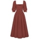thumbnail image 4 of Vestido De Manga Farol Señoras una línea vestido elegante Chic plisado vestido Casual fiesta de noche vestidos largos Cgtredaw Marrón Xlgqpl092 Rojo para Mujer, 4 of 8