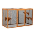 thumbnail image 2 of Pefilos 71" Cat Houses for Outdoor Cats, Kitty Enclosure with Waterproof Roof and 3 Jumping Platforms, Detachable Wood Cat Cage Condo, Indoor Catio Playpen, Orange, 2 of 14