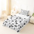 thumbnail image 5 of Manfei Girly Soccer Twin Sheets For Boys,Bow Star Print Bedding,Black White,3 Pieces,1 Fitted Sheet and 1 Pillowcase, 5 of 7