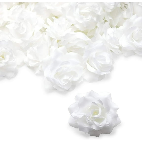 Bright Creations Wedding Arch Flowers Artificial White Rose Heads for DIY Craft Supplies & Wedding Table Centerpiece Decor - 4 in, 60 Pack, White