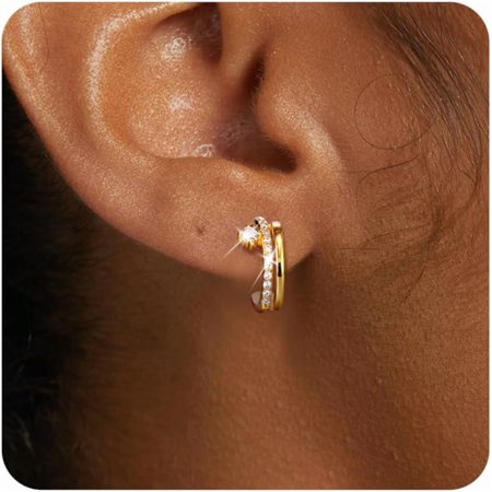 Dainty Cubic Zirconia Quality Earring for Women, Stud Hoop Earrings Fashion Jewelry Gift[d064]