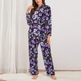 thumbnail image 2 of Yiaed Pink purple rainbow flower butterfly Print Pajamas Women's Long Sleeve Sleepwear Soft Button Down Loungewear Pjs Lounge Set Nightwear Womens Pajama Pants-Large, 2 of 7