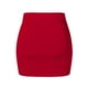 thumbnail image 4 of Falda corta ajustada de cintura elástica lisa para mujer: cintura alta con bolsillos, adecuada para el día a día, el deporte y las fiestas., 4 of 5