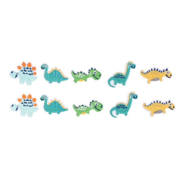 10 parches de dinosaurio coloridos para ropa DIY, pequeños parches bordados con forma de dinosaurio para planchar en vestidos, sombreros, vaqueros y mochilas.
